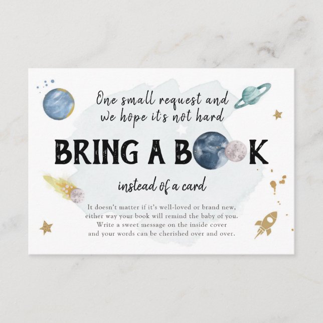 Outer Space Planets Bring a Book Insert Card (Front)