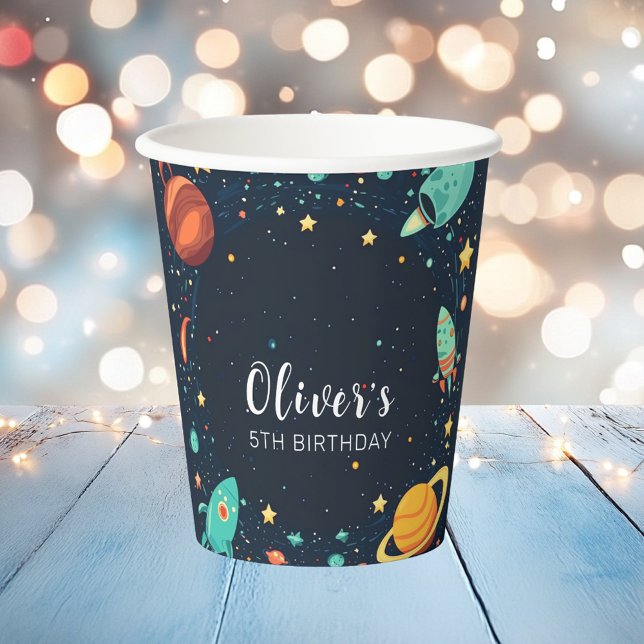 Outer Space Planets Galaxy Birthday Paper Cup (Creator Uploaded)