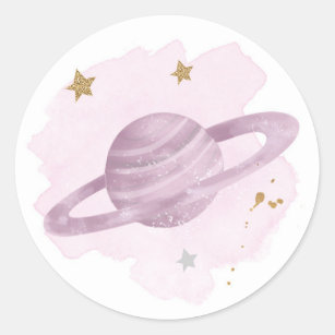 Outer Space Planets Galaxy Favour Gift Cupcake Classic Round Sticker