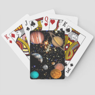 Outer space planets galaxy playing cards