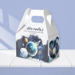 Outer Space Planets & Rocket Ship Birthday Party Favor Box