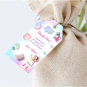 Outer Space Planets Rocket Ship Thank You Gift Tag