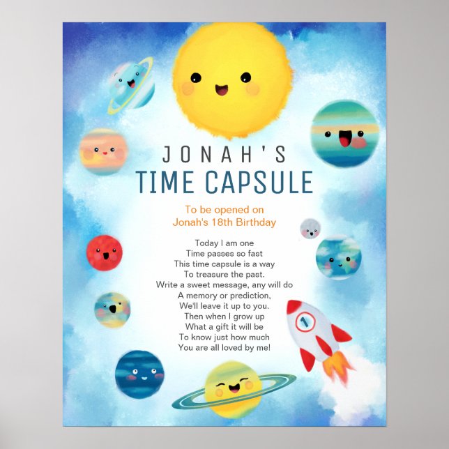 Outer Space Planets Rocket Ship Time Capsule Poster (Front)