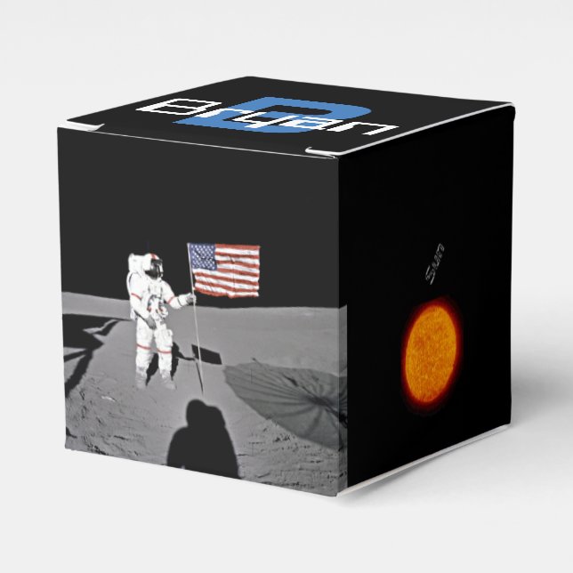 Outer Space Planets ,Shepard Moon Landing, Favor Box (Front Side)