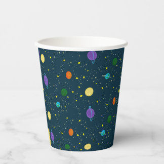 Outer Space Planets & Stars in Unknown Galaxy Paper Cups