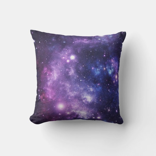 Outer Space Purple Galaxy Throw Pillow (Front)