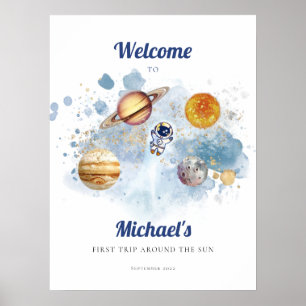Outer Space Rocket First Birthday  Foam Board Poster