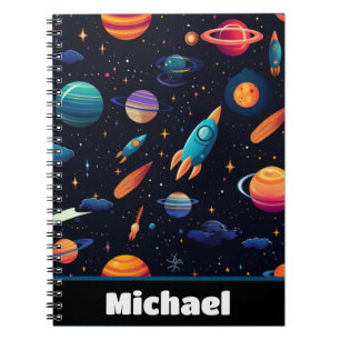 Outer Space Rocket Kids Personalised Notebook