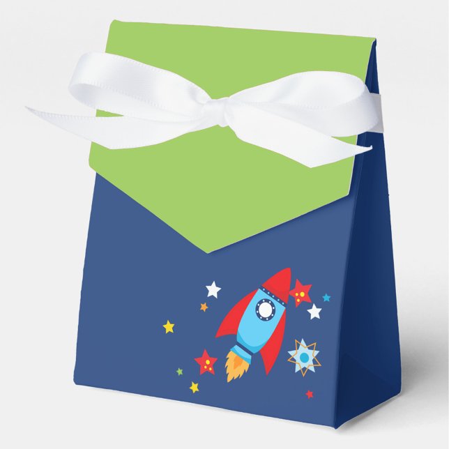 Outer Space Rocket Navy & Green Gift Favour Boxes (Zazzle Outer Space Rocket Navy & Green Gift Favor Boxes)