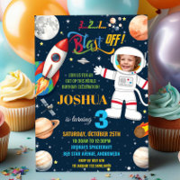 Outer Space Rocket Planet Astronaut Birthday Photo