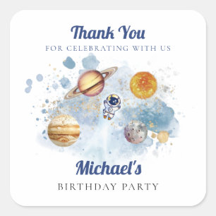 Outer Space Rocket Planets Galaxy Square Sticker