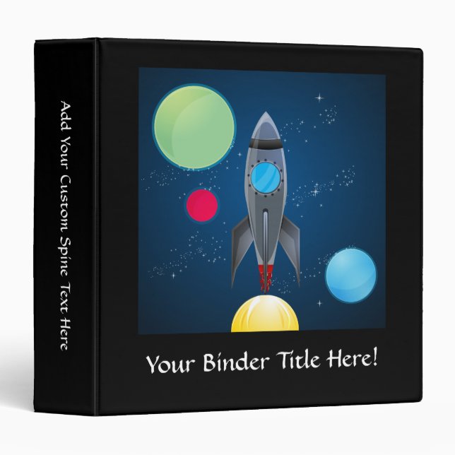 Outer Space Rocket Ship Binder (Front/Spine)