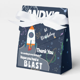 Outer Space Rocket Ship Birthday Party Thank You Favor Box