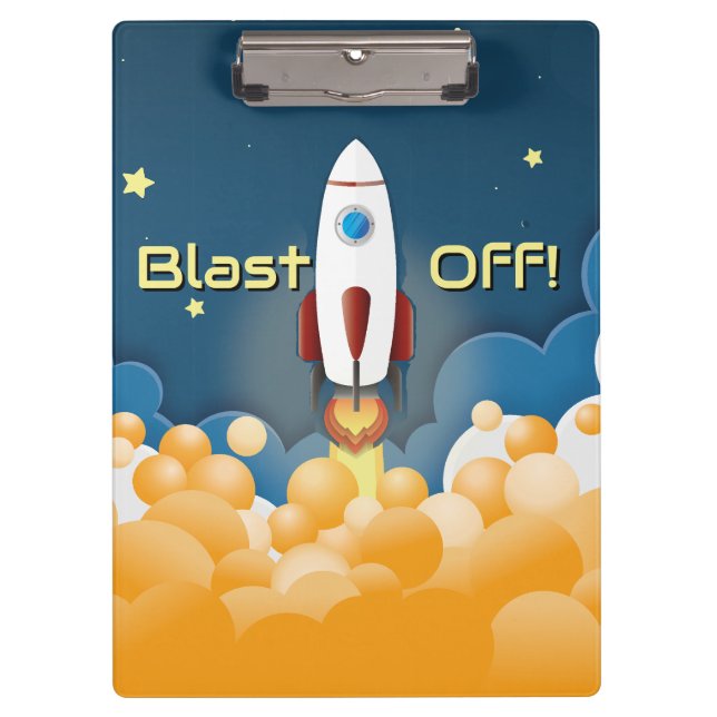 Outer Space Rocket Ship Personalized  Clipboard (Front)