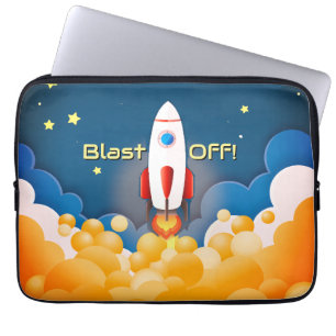 Outer Space Rocket Ship Personalized Name Laptop Sleeve