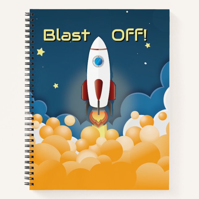 Outer Space Rocket Ship Personalized  Notebook (Front)