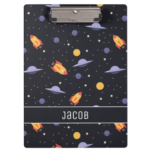 Outer Space Rockets and Spaceships Clipboard (Front)