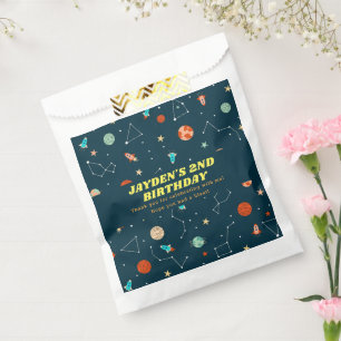 Outer Space Rockets Planets Birthday Thank You Favour Bag