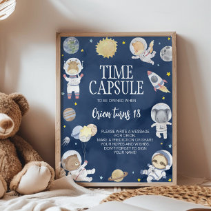 Outer Space Safari Birthday Time Capsule Sign