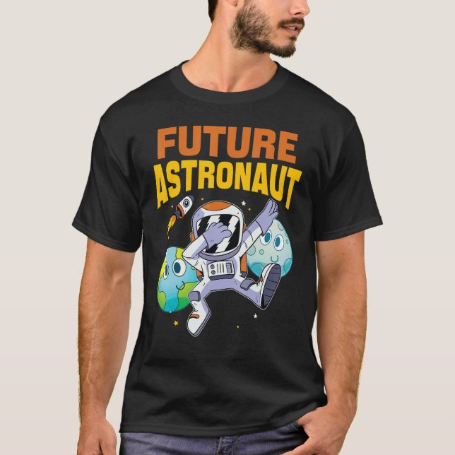 Outer Space Science Rocket Universe Dabbing Future T-Shirt (Front)