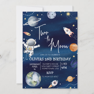 Outer Space Second Birthday Invitation Two the 