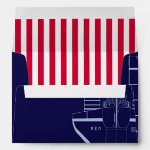 Outer Space Shuttle Blueprint   Red Striped Liner Envelope