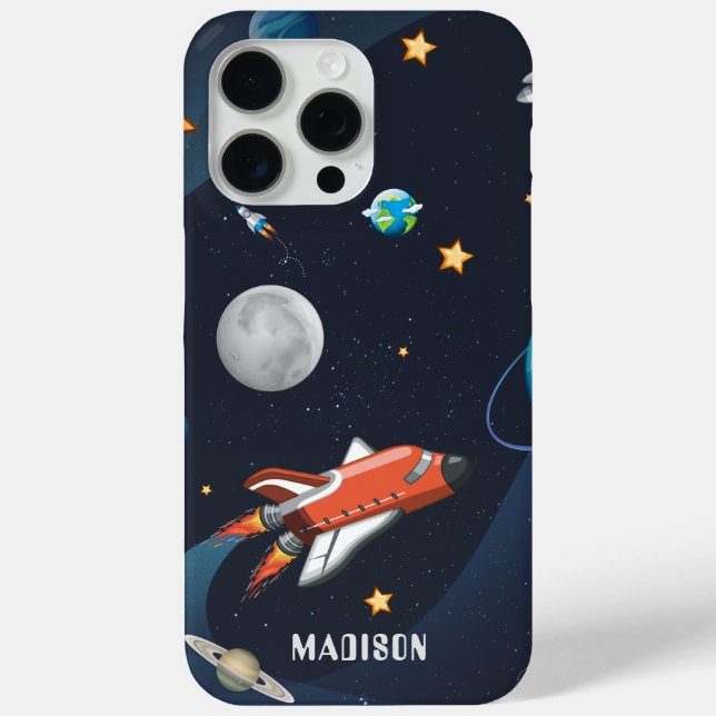 Outer Space Shuttle Travel Moon Stars Personalized Case-Mate iPhone Case (Back)