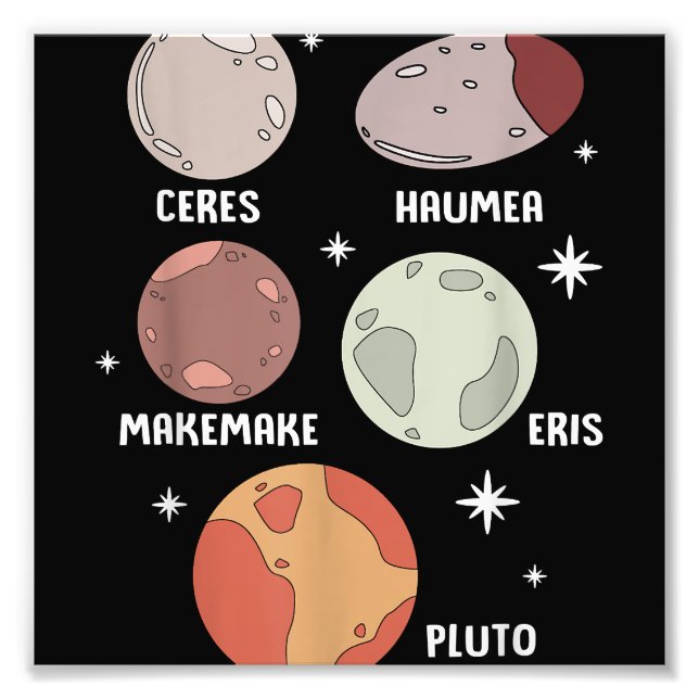 Outer Space Solar System Dwarf Planet For Kids Photo Print (Front)