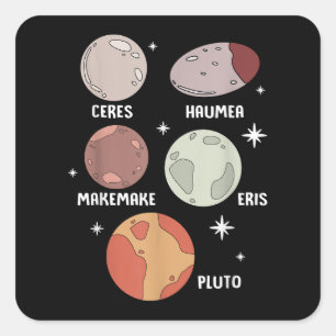 Outer Space Solar System Dwarf Planet For Kids Square Sticker