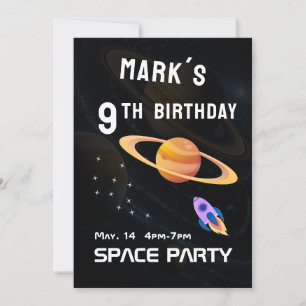 Outer Space Spacey Birthday Party  Invitation