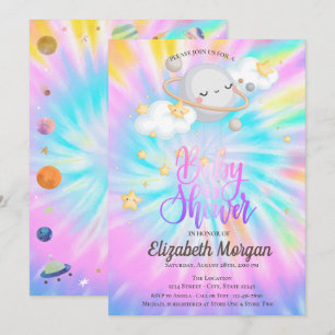 Outer Space Stars Planet Tie Dye Baby Shower Invitation