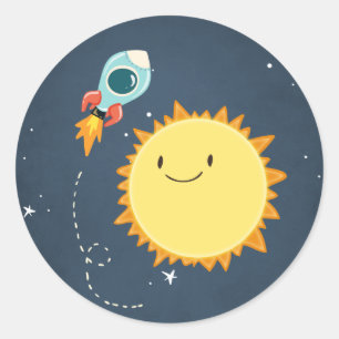 Outer Space Sticker Envelope Seal Space Rocket Sun