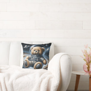 Outer Space Teddy Bear Astronaut Throw Pillow