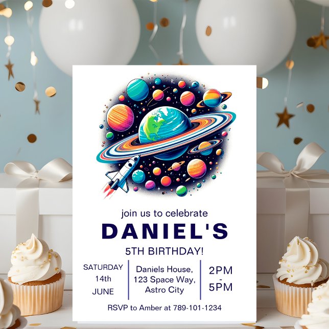 Outer Space-Themed Custom Birthday Party Invitation (Outer Space-Themed Custom Birthday Party Invitation
)