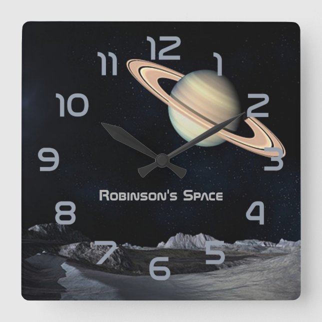 Outer Space themed Home Decor personalised Square Wall Clock (Front)