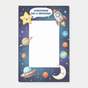 Outer Space Themed Personalized Mitzvah  Post-it Notes