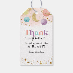 Outer Space Two the Moon Thank You Gift Tags