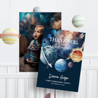 Outer Space Watercolor Photo Boy 1st Birthday