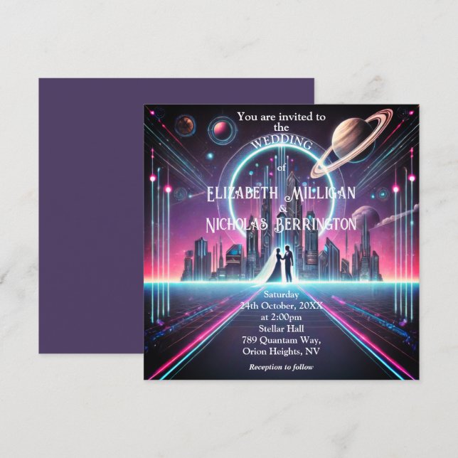 Outer Space Wedding Invitation (Front/Back)
