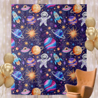 Outer Space with Astronaut, Rocket Ship & Planets
