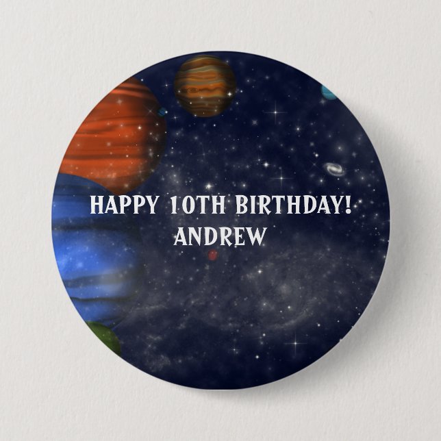 Outer Space with planets and galaxies 3 Inch Round Button (Front)