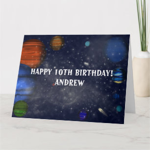 Outer Space with planets and galaxies Card