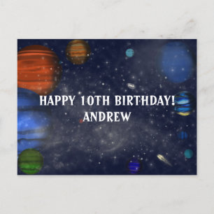 Outer Space with planets and galaxies Postcard