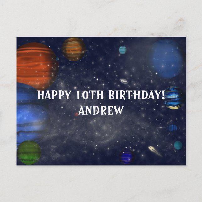Outer Space with planets and galaxies Postcard (Front)