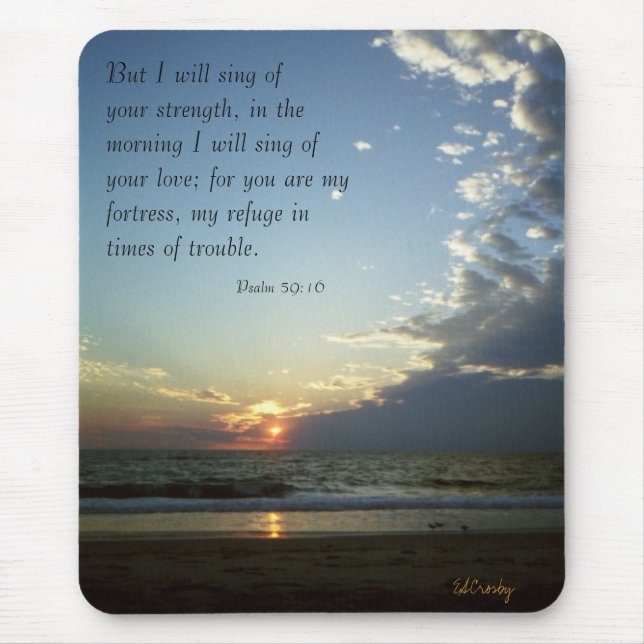 Outerbanks Morning 1, Psalm 59:16 Mouse Pad (Front)