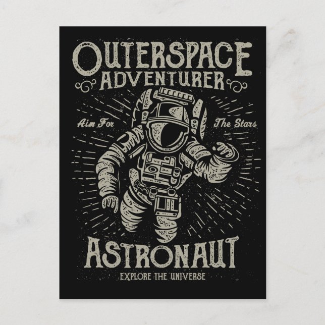 Outerspace Adventurer Astronaut Aim For The Stars Postcard (Front)