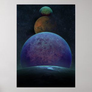 Outerspace Art Poster Planets Moon Art Moon Galler