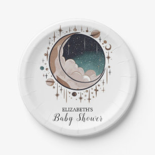 Outerspace Celestial Stars Baby Shower Paper Plate