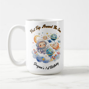 Outerspace Planets Blue First Birthday  Coffee Mug