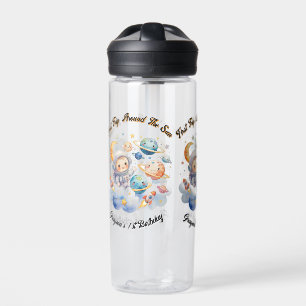 Outerspace Planets Blue First Birthday  Water Bottle